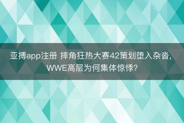 亚搏app注册 摔角狂热大赛42策划堕入杂沓, WWE高层为何集体惊悸?