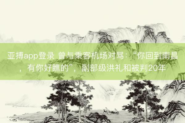 亚搏app登录 曾与乘客机场对骂：“你回到南昌，有你好瞧的”，副部级洪礼和被判20年